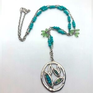 SILPADA Sterling Turquoise Howlite & Green Crystal Necklace N2193 - 26” + 1.6”